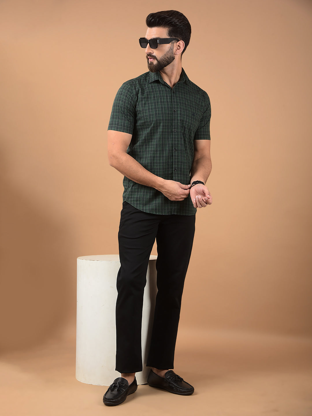 Green Checked 100% Cotton Shirt