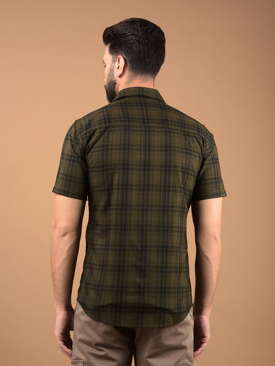 Olive Checked 100% Cotton Shirt