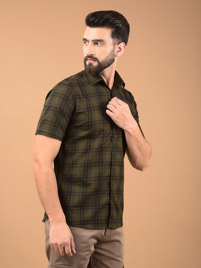 Olive Checked 100% Cotton Shirt