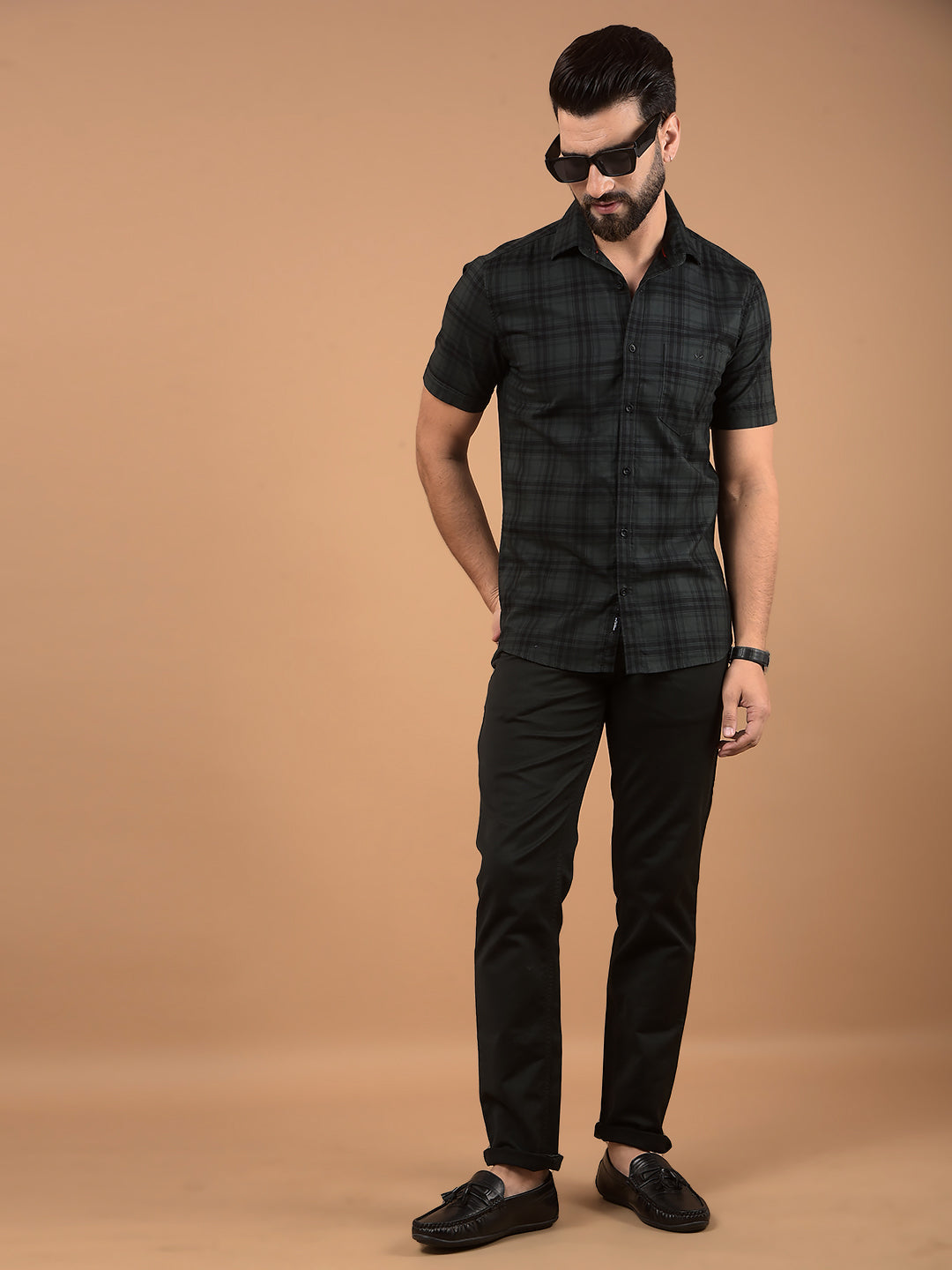 Green Checked 100% Cotton Shirt