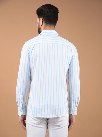 White Vertical Stripes 100% Cotton Shirt