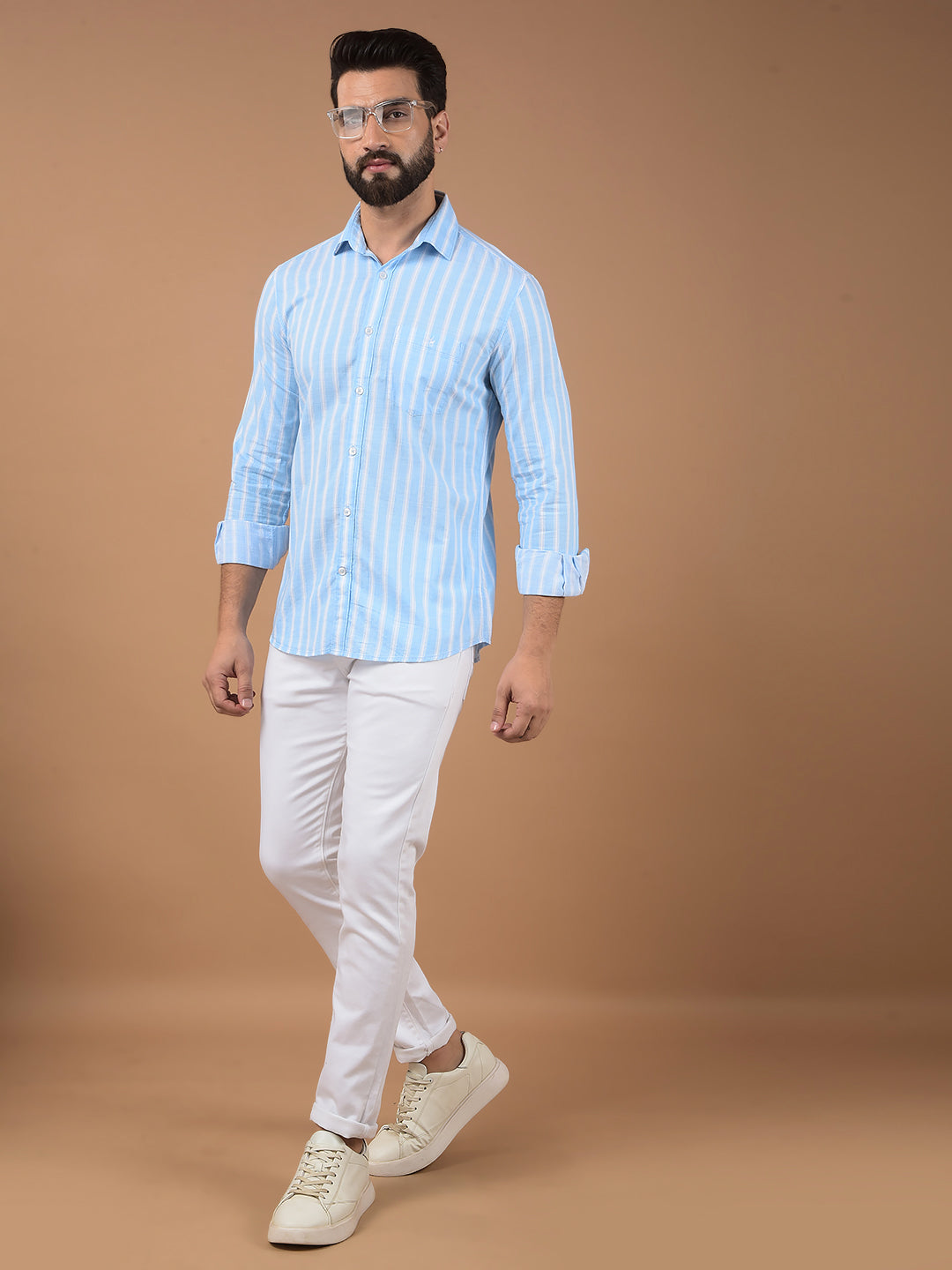 Blue Vertical Stripes 100% Cotton Shirt