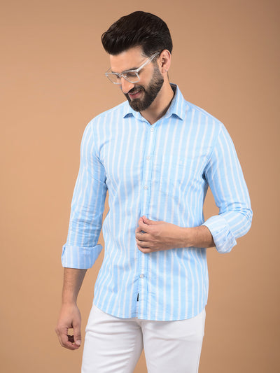 Blue Vertical Stripes 100% Cotton Shirt