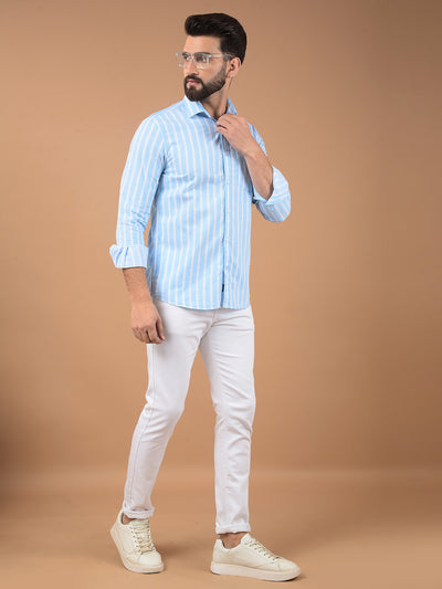 Blue Vertical Stripes 100% Cotton Shirt