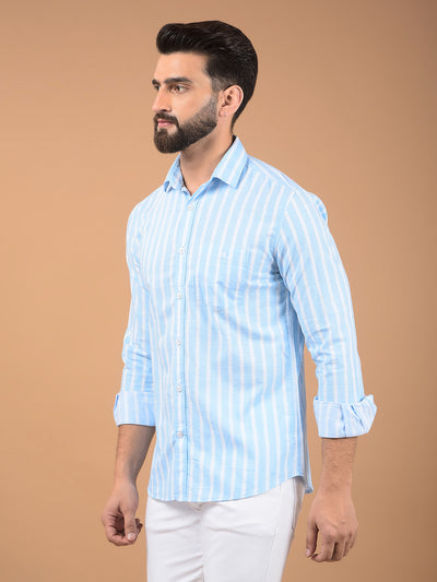 Blue Vertical Stripes 100% Cotton Shirt