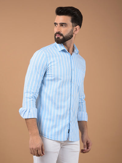 Blue Vertical Stripes 100% Cotton Shirt