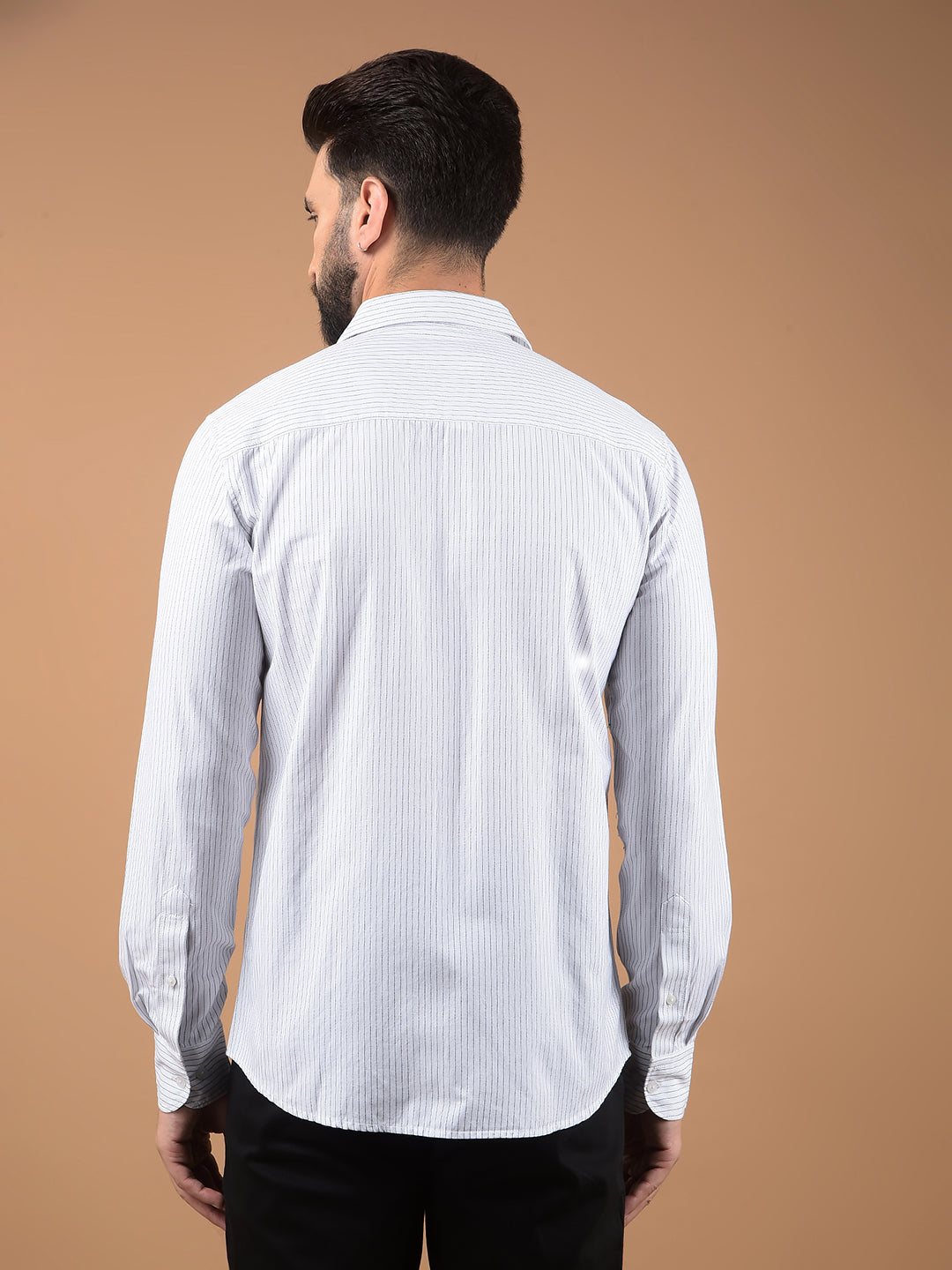 White Vertical Stripes 100% Cotton Shirt