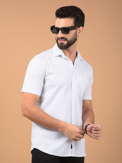 White Vertical Stripes 100% Cotton Shirt