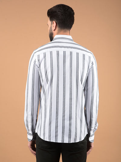 White Vertical Stripes 100% Cotton Shirt