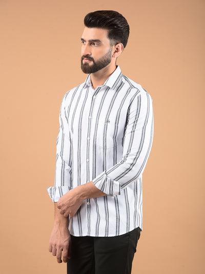 White Vertical Stripes 100% Cotton Shirt