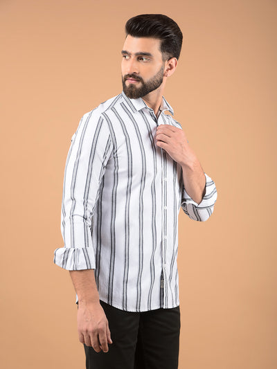 White Vertical Stripes 100% Cotton Shirt