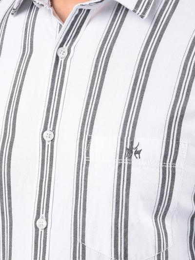 White Vertical Stripes 100% Cotton Shirt