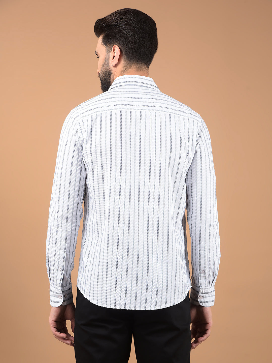 White Vertical Stripes 100% Cotton Shirt