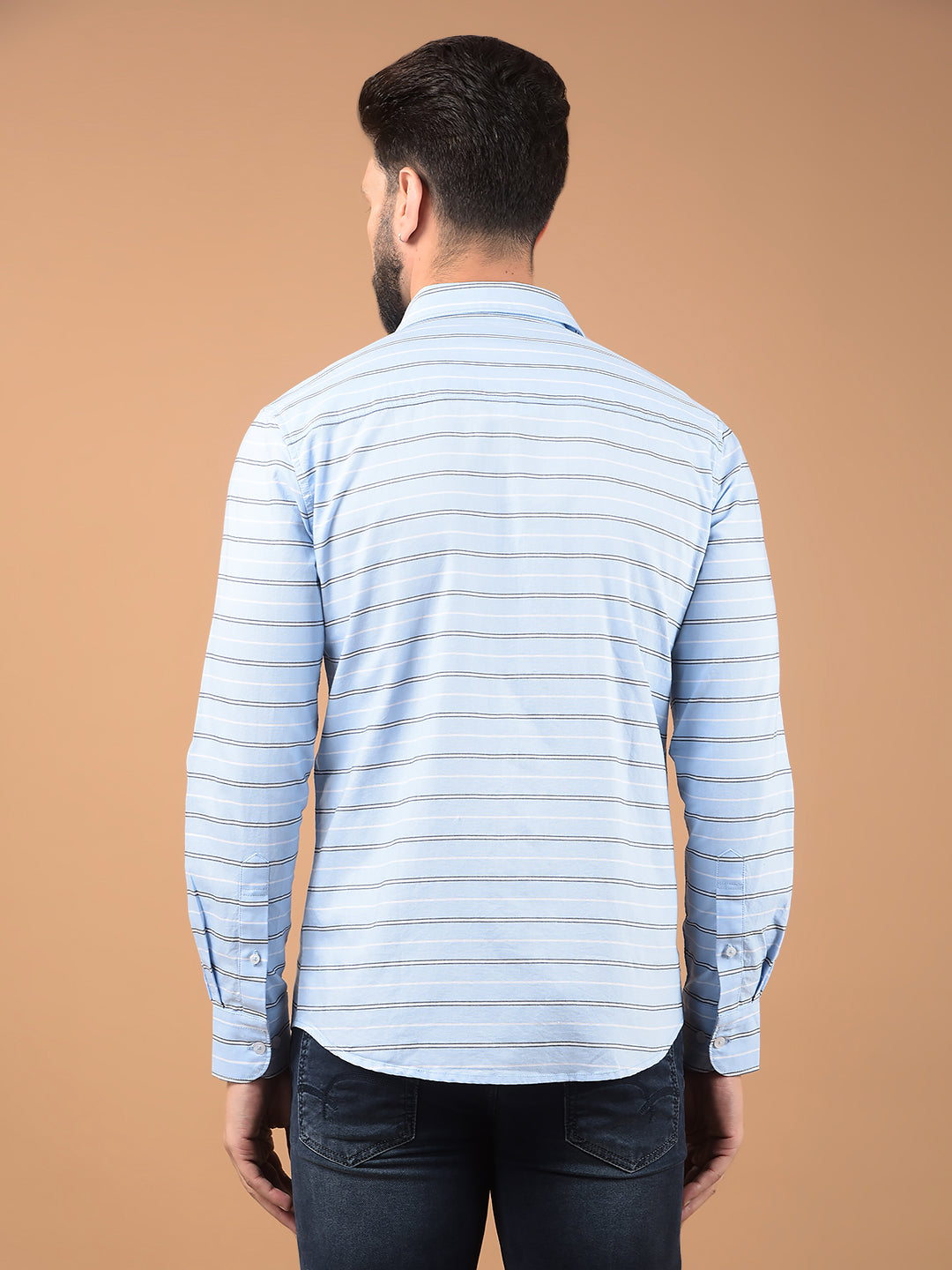 Blue Horizontal Stripes 100% Cotton Shirt