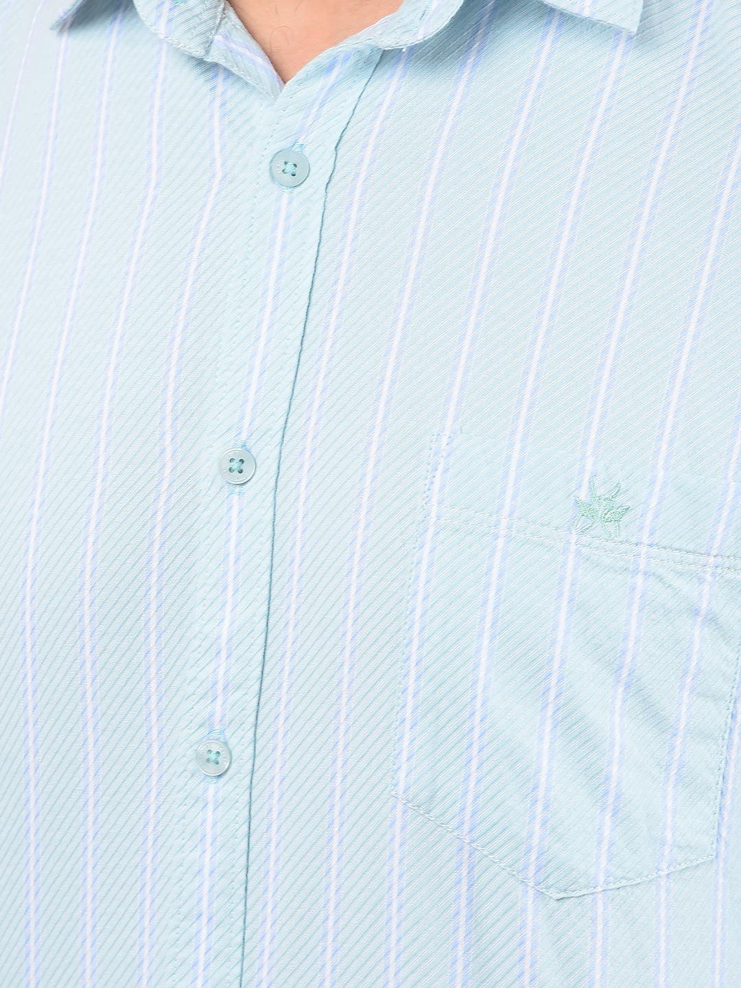 Green Vertical Stripes 100% Cotton Shirt