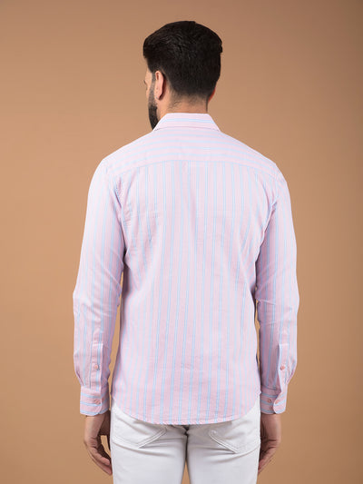 Pink Vertical Stripes 100% Cotton Shirt