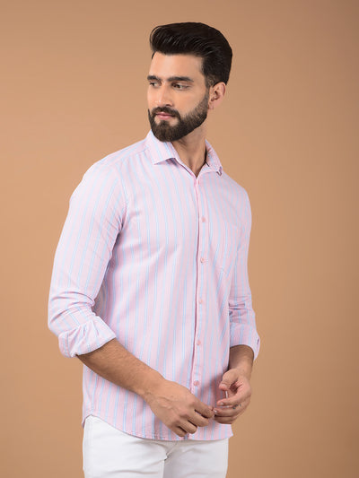 Pink Vertical Stripes 100% Cotton Shirt