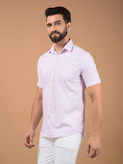 Pink Vertical Stripes 100% Cotton Shirt