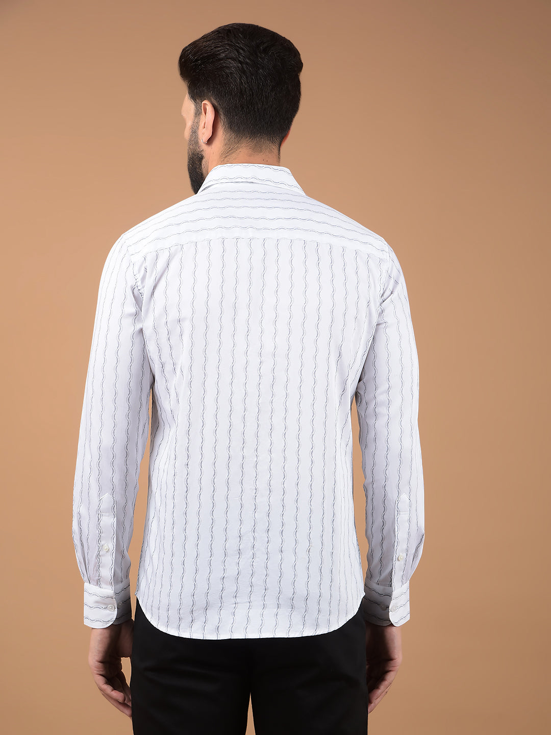 White Vertical Stripes 100% Cotton Shirt