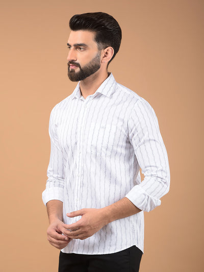 White Vertical Stripes 100% Cotton Shirt