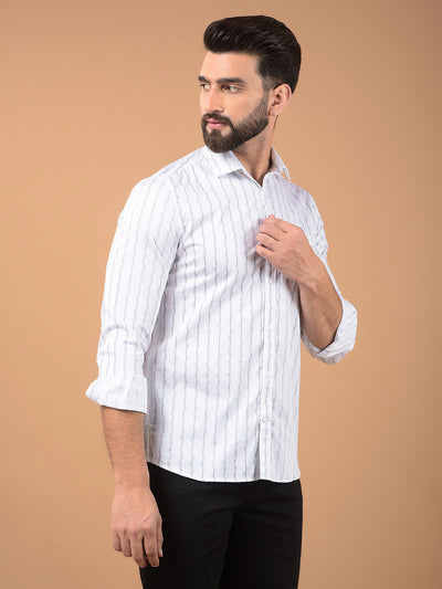 White Vertical Stripes 100% Cotton Shirt