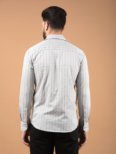 Grey Vertical Stripes 100% Cotton Shirt