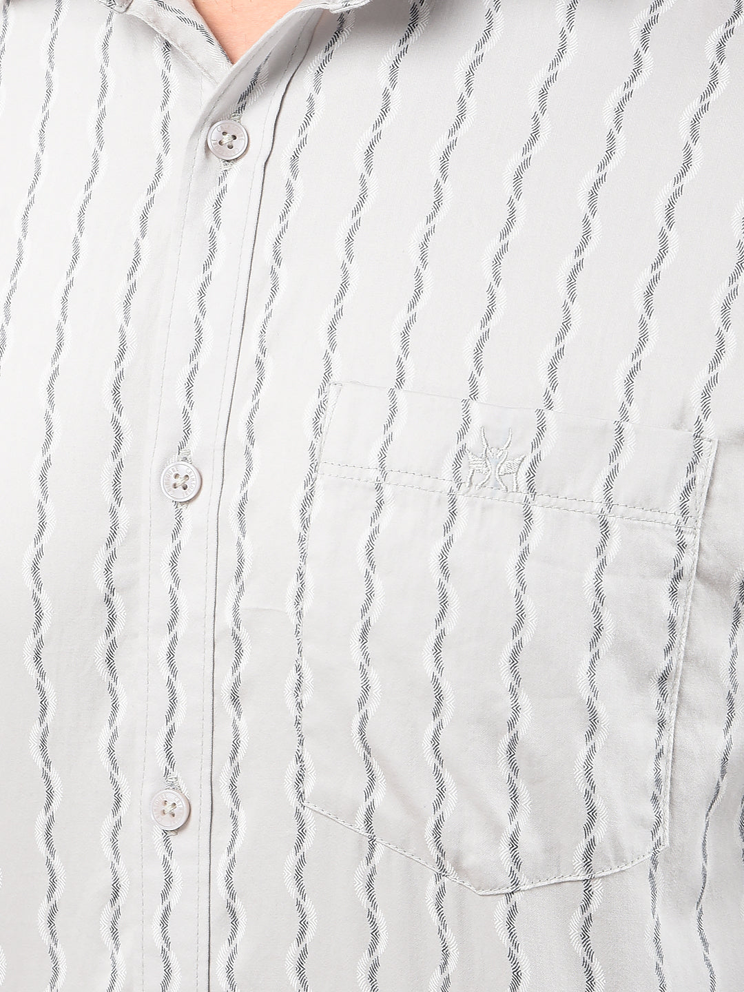 Grey Vertical Stripes 100% Cotton Shirt