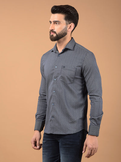 Navy Blue Printed Shirt