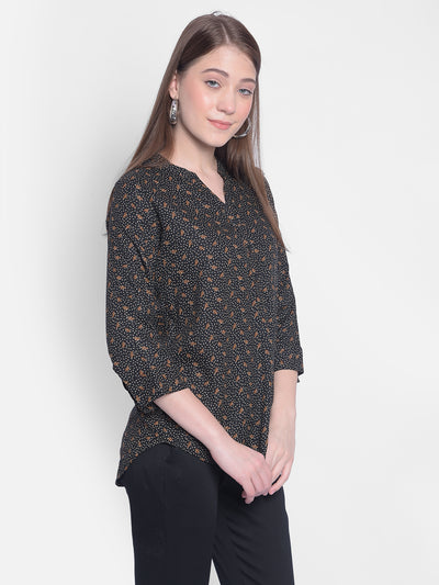 Black Printed Top-Women Tops-Crimsoune Club