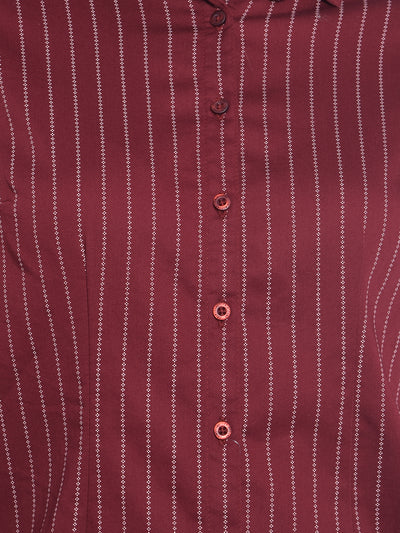 Red Striped Shirt-Women Shirts-Crimsoune Club