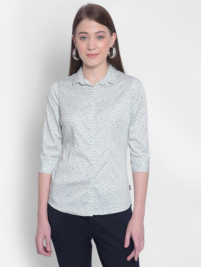 Green Printed Shirt-Women Shirts-Crimsoune Club