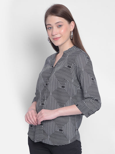 Black Printed Shirt-Women Shirts-Crimsoune Club