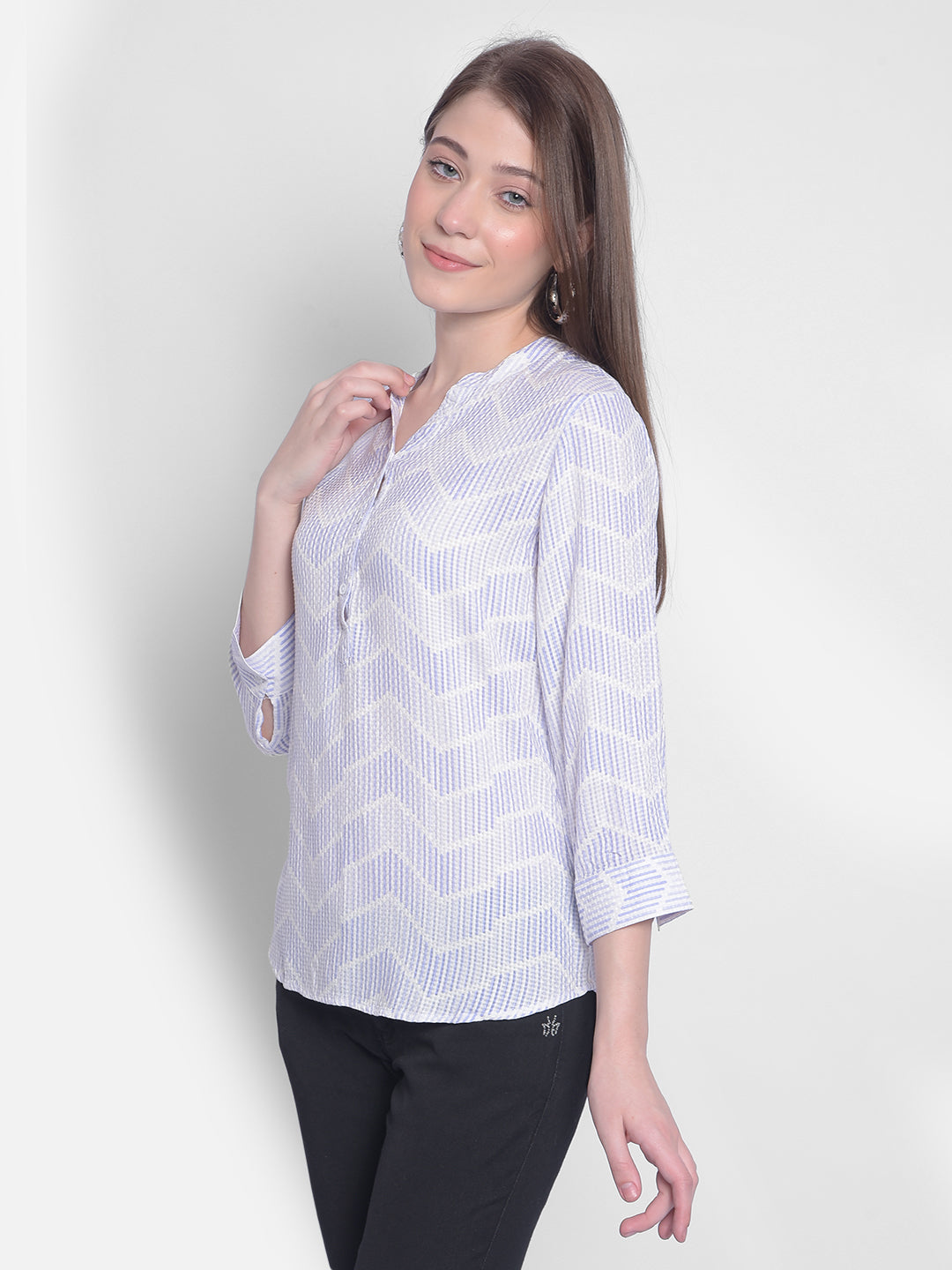 Purple Striped Top-Women Tops-Crimsoune Club