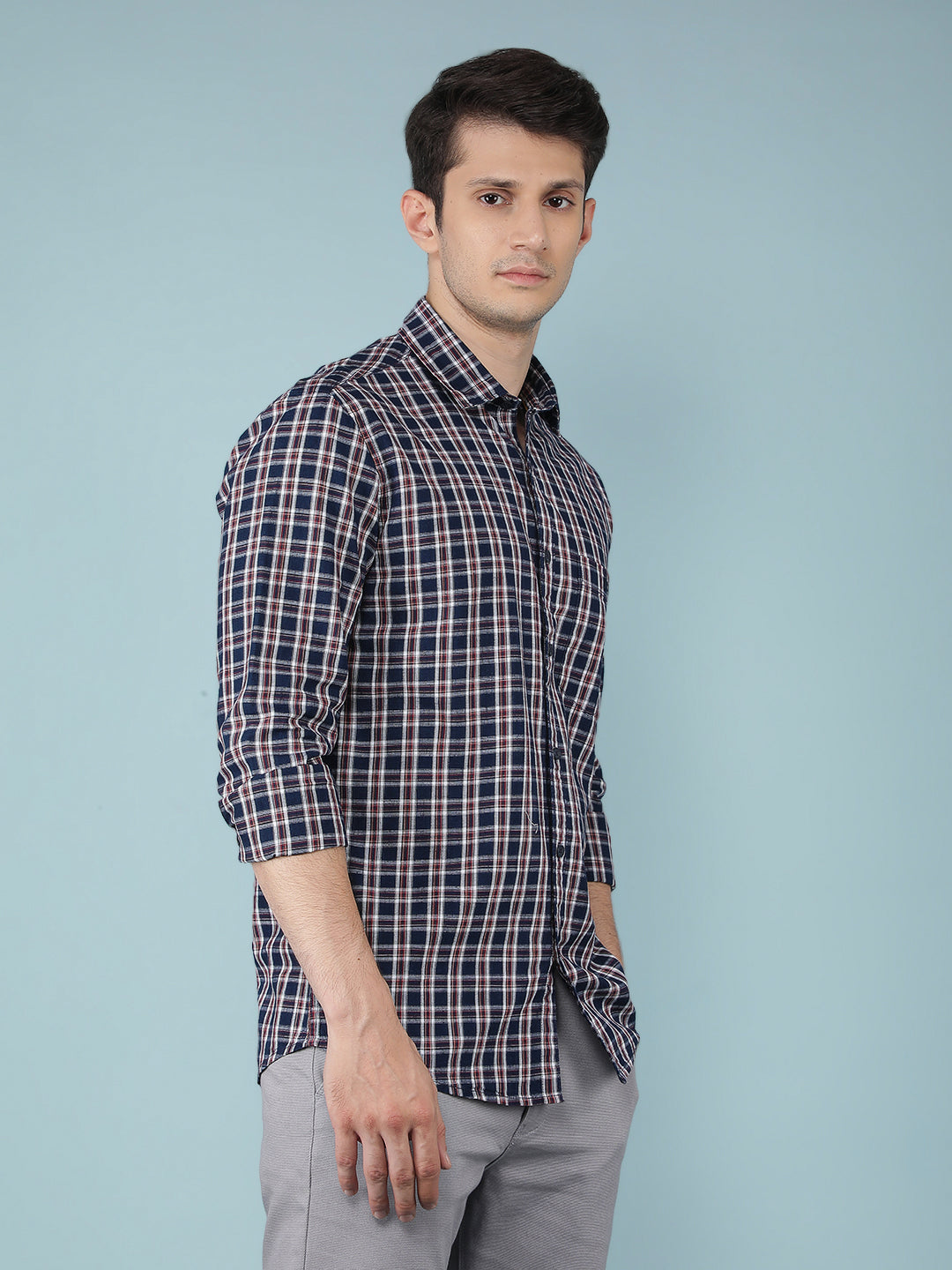 Maroon Checkered 100% Cotton Shirt-Men Shirts-Crimsoune Club