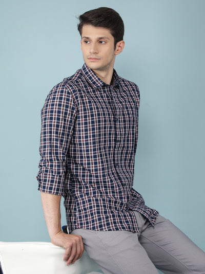 Maroon Checkered 100% Cotton Shirt-Men Shirts-Crimsoune Club