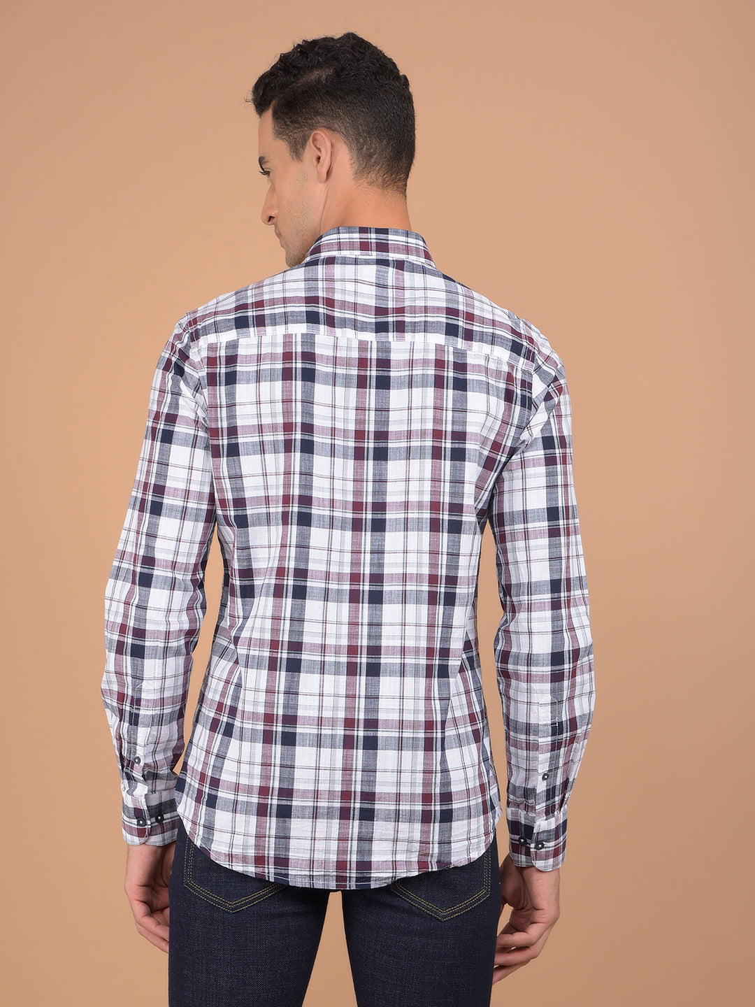 Wine Checked 100% Cotton Shirt-Men Shirts-Crimsoune Club