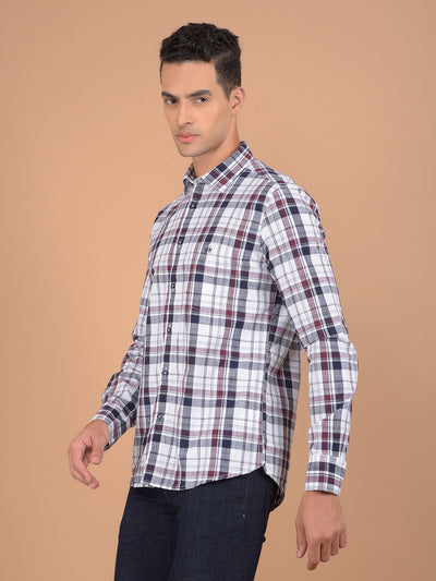 Wine Checked 100% Cotton Shirt-Men Shirts-Crimsoune Club