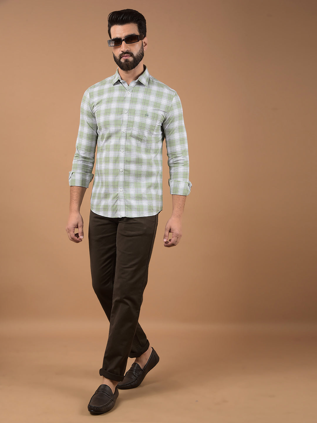 Green Checked 100% Cotton Shirt