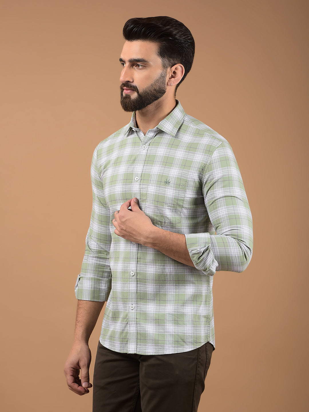 Green Checked 100% Cotton Shirt