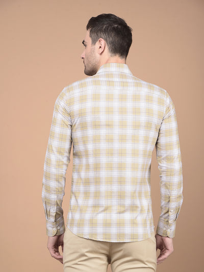 Khaki Checked 100% Cotton Shirt