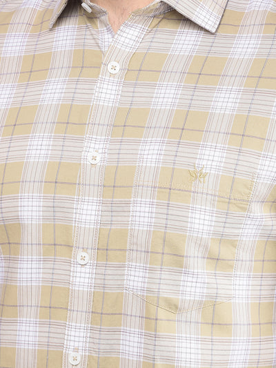 Khaki Checked 100% Cotton Shirt