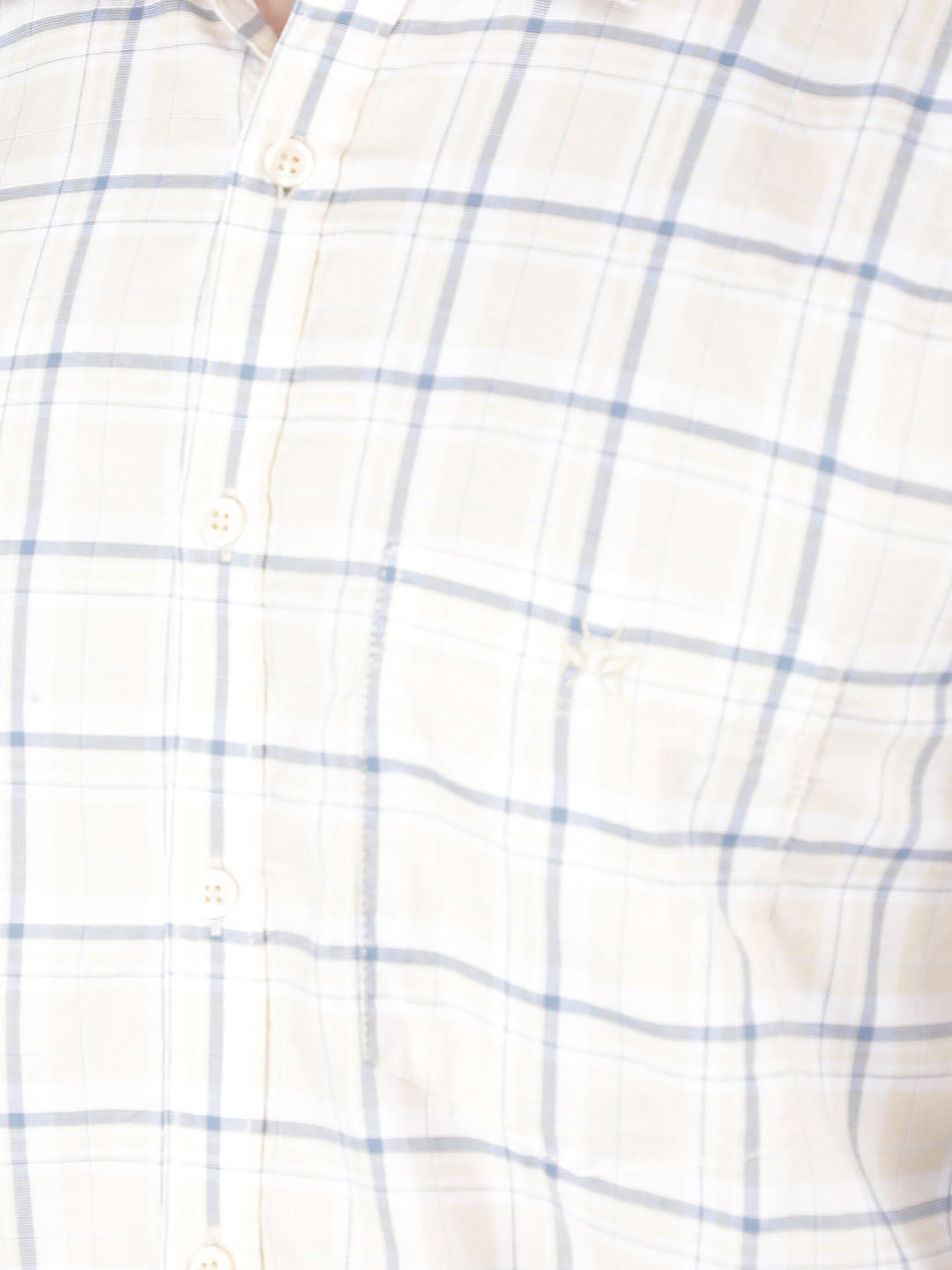 Beige Checkered 100% Cotton Shirt-Men Shirts-Crimsoune Club