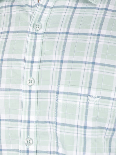 Green Checkered 100% Cotton Shirt-Men Shirts-Crimsoune Club