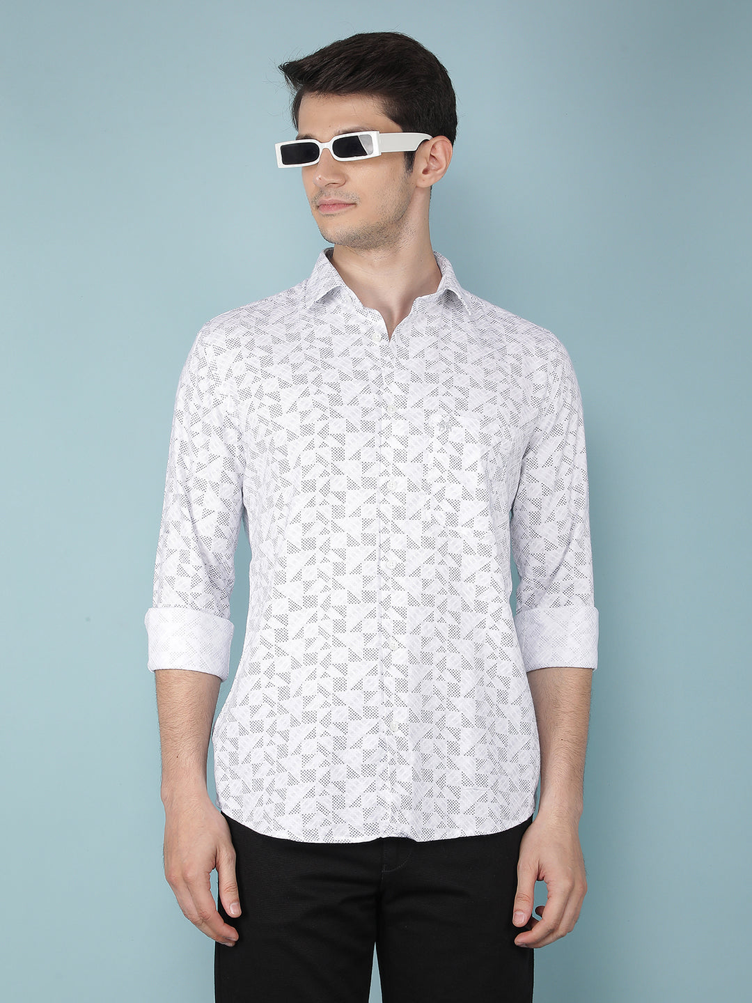 White Printed 100% Cotton Shirt-Men Shirts-Crimsoune Club