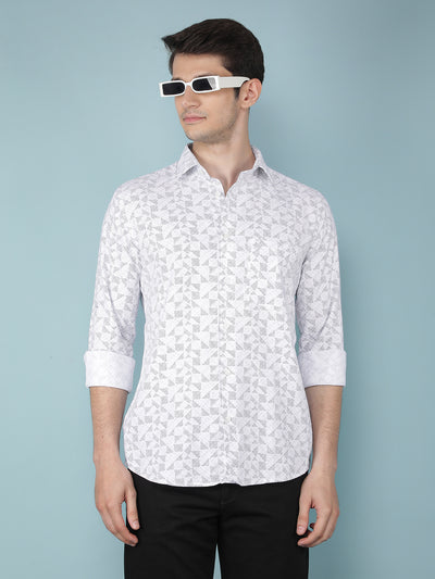 White Printed 100% Cotton Shirt-Men Shirts-Crimsoune Club