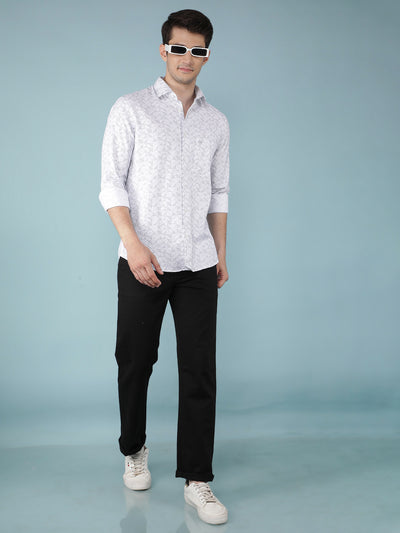 White Printed 100% Cotton Shirt-Men Shirts-Crimsoune Club