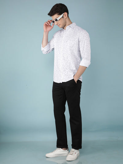 White Printed 100% Cotton Shirt-Men Shirts-Crimsoune Club