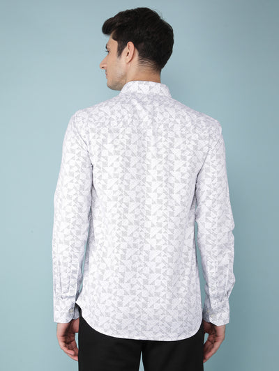 White Printed 100% Cotton Shirt-Men Shirts-Crimsoune Club