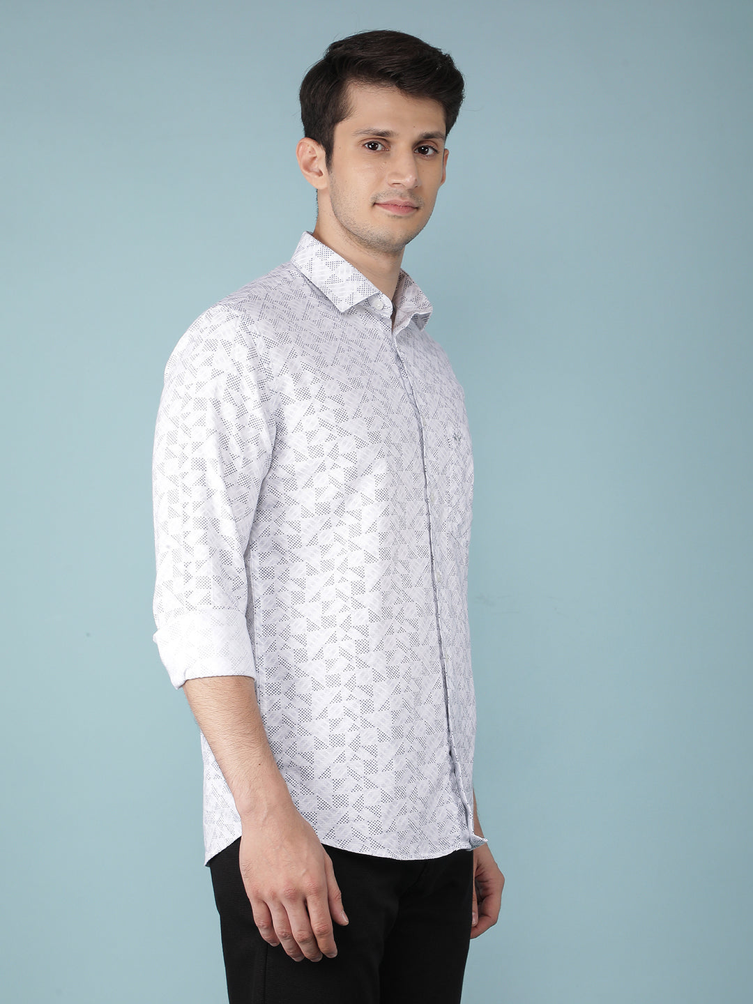 White Printed 100% Cotton Shirt-Men Shirts-Crimsoune Club