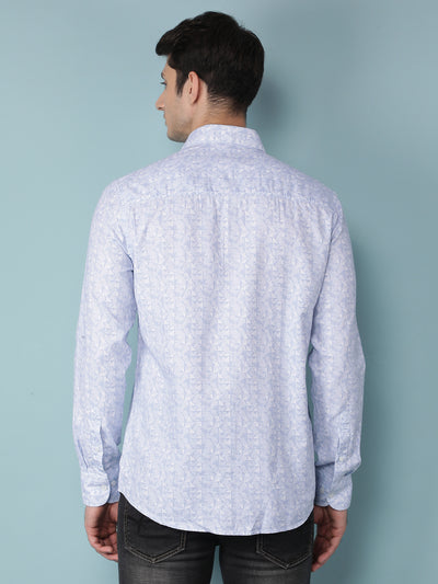 Blue Floral Print 100% Cotton Shirt-Men Shirts-Crimsoune Club